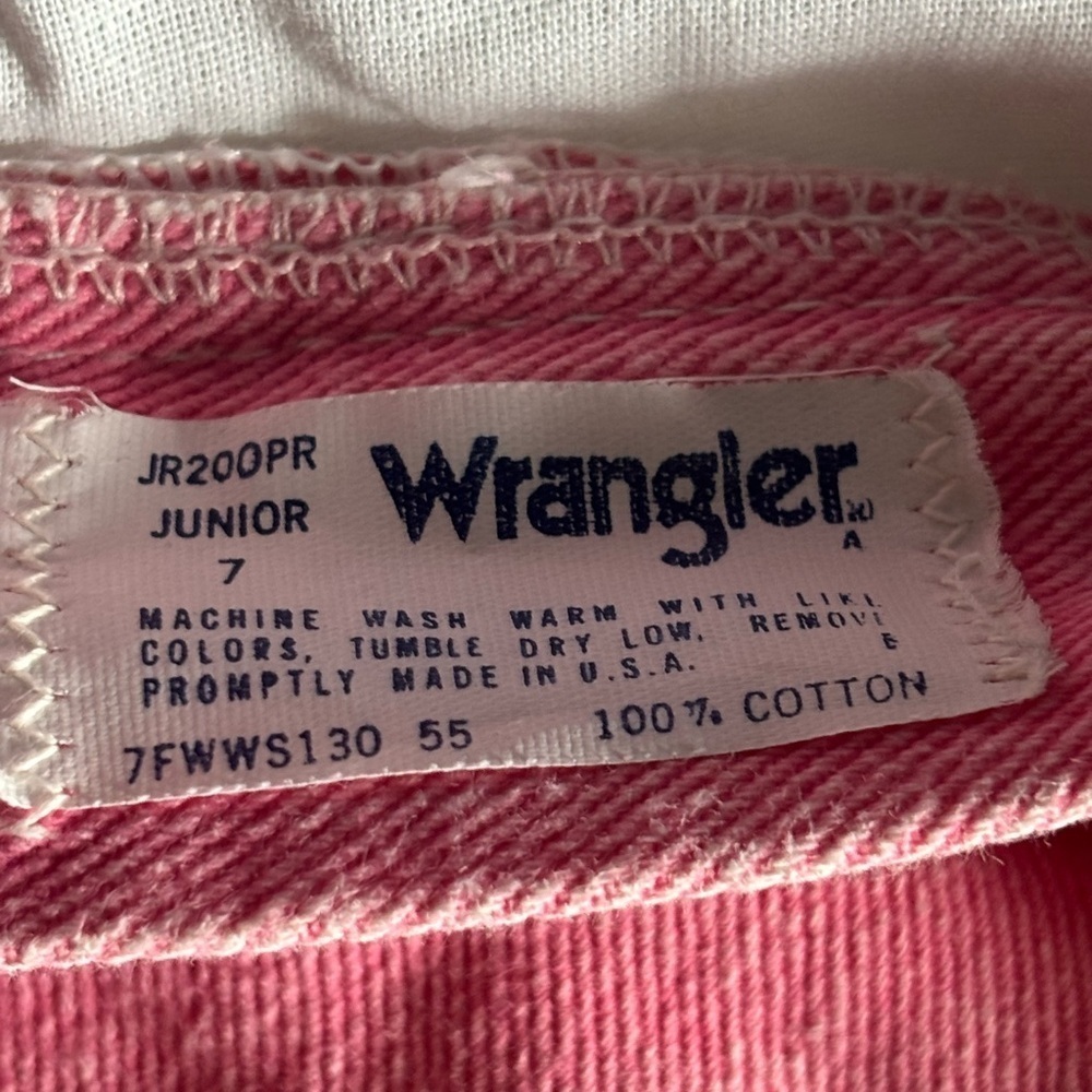 Vintage Pink Wrangler Jeans Size 7 Juniors. Pleated front. - Picture 6 of 8